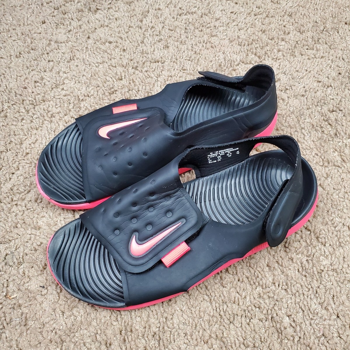 Nike Sunray 35 Nike Sunray Sandals Youth 3Y Black Pink Outdoor