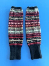 NWOT Knit Leg Warmers SUNDANCE 18 Inch Super Cozy Black Cranberry Cream