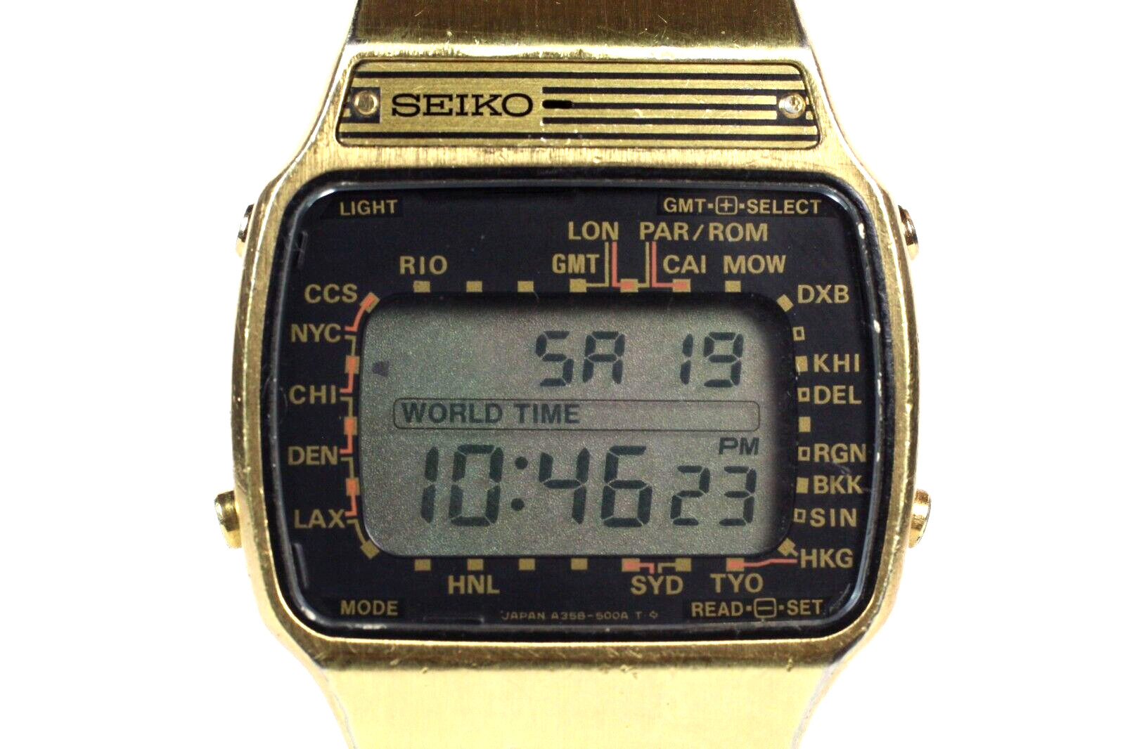 EXSeikor GMT Pan Am Gold plate A3585000A Quartz men watch Falak Tayyeb Platinum Government