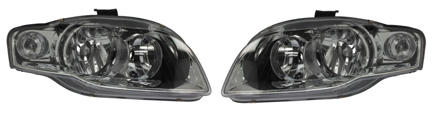 Phare avant noir pour Audi A4 B7 de 2004 à 2008 paire optique gauche et droite avec moteur
