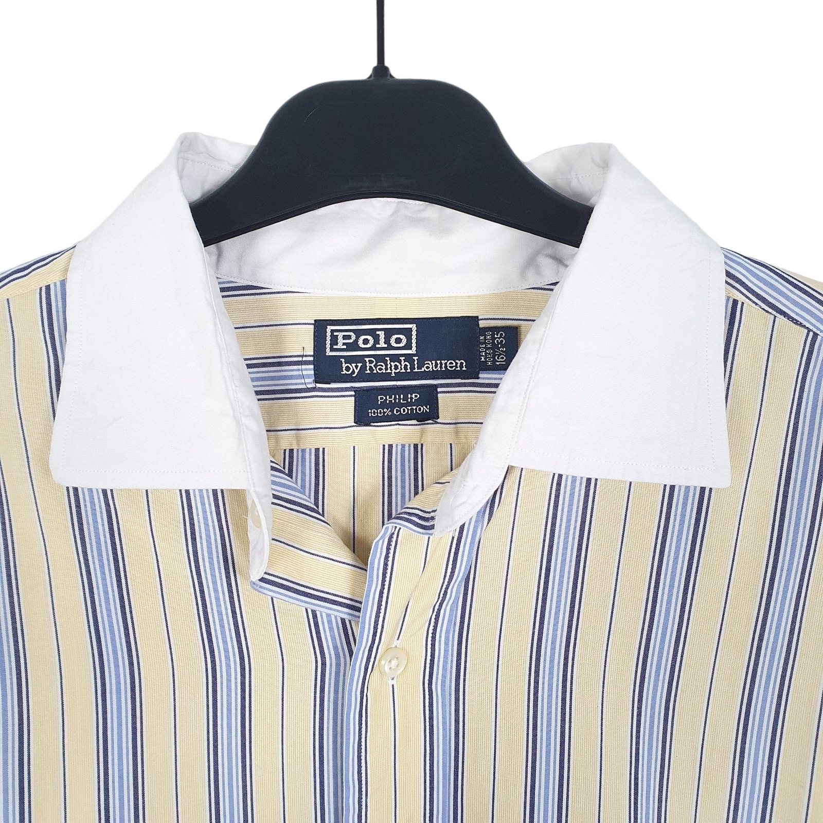 POLO RALPH LAUREN Yellow Striped Shirt Phillip Long Sleeve Casual Cotton Mens XL image 2