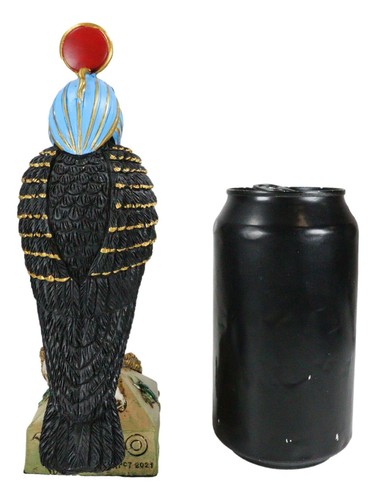 Egyptian Sky God Horus Falcon Bird With Pschent On Hieroglyphic Base Figurine - Picture 7 of 9