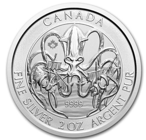 Pièce d'argent 2 oz Canada 2020 KRAKEN Creatures of the North argent 9999 - RARE - Photo 1/2