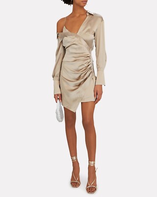 Nicholas Eliana Asymmetrical Shirt Dress Large Beige Silk Collar Off Shoulder | eBay Nicholas Eliana Asymmetrical Shirt Dress Large Beige Silk Collar Off Shoulder | eBay