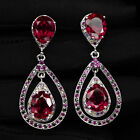 Opulent Pink Rubellite Tourmaline 20Ct 925 Sterling Silver Handmade Earrings