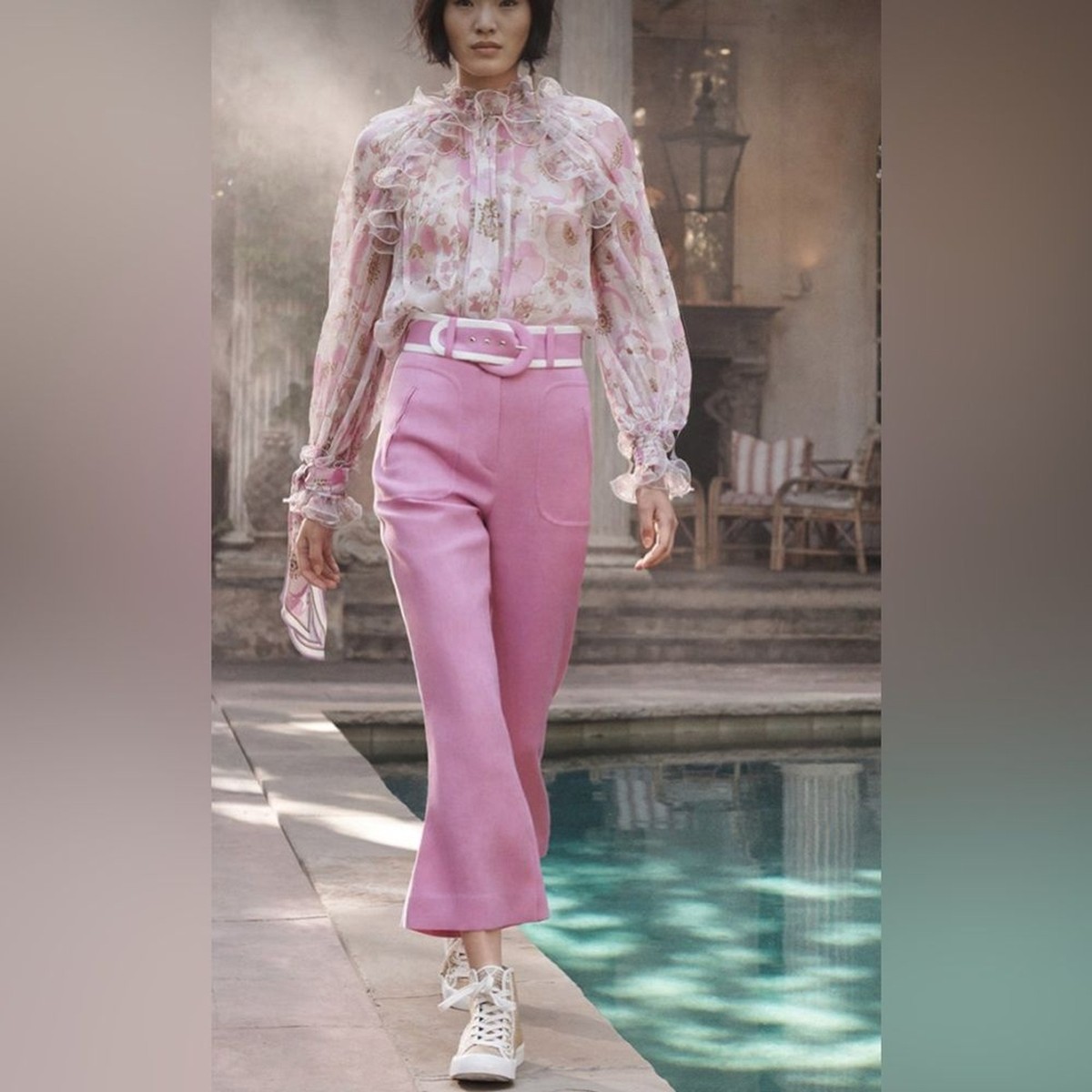パンツ LARDINI Wool, silk and linen trouser with fold Rosa Zimmermann runway super eight hot pink linen pants S | eBay
