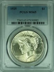 1925 Peace Silver Dollar S$1  PCGS MS-65    (39)