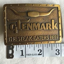 Vintage 1978 Glenmark "The Steak Eaters Beef" Brass Belt Buckle