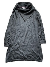 Rebell's Women's Sweater Dress Size L Fold Over Button Neck Collar Gray - Q