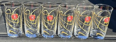 Set Of 6 Jim Beam Whiskey Highball Cocktail Drinking Glass James B. Mancave Bar