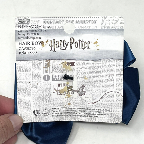 Harry Potter Ravenclaw Blue Satin Hair Bow Barrette Clip - Picture 3 of 3