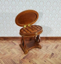 JBM Miniature Sewing Table Oval 1:12 Scale Miniature Furniture Walnut Finish