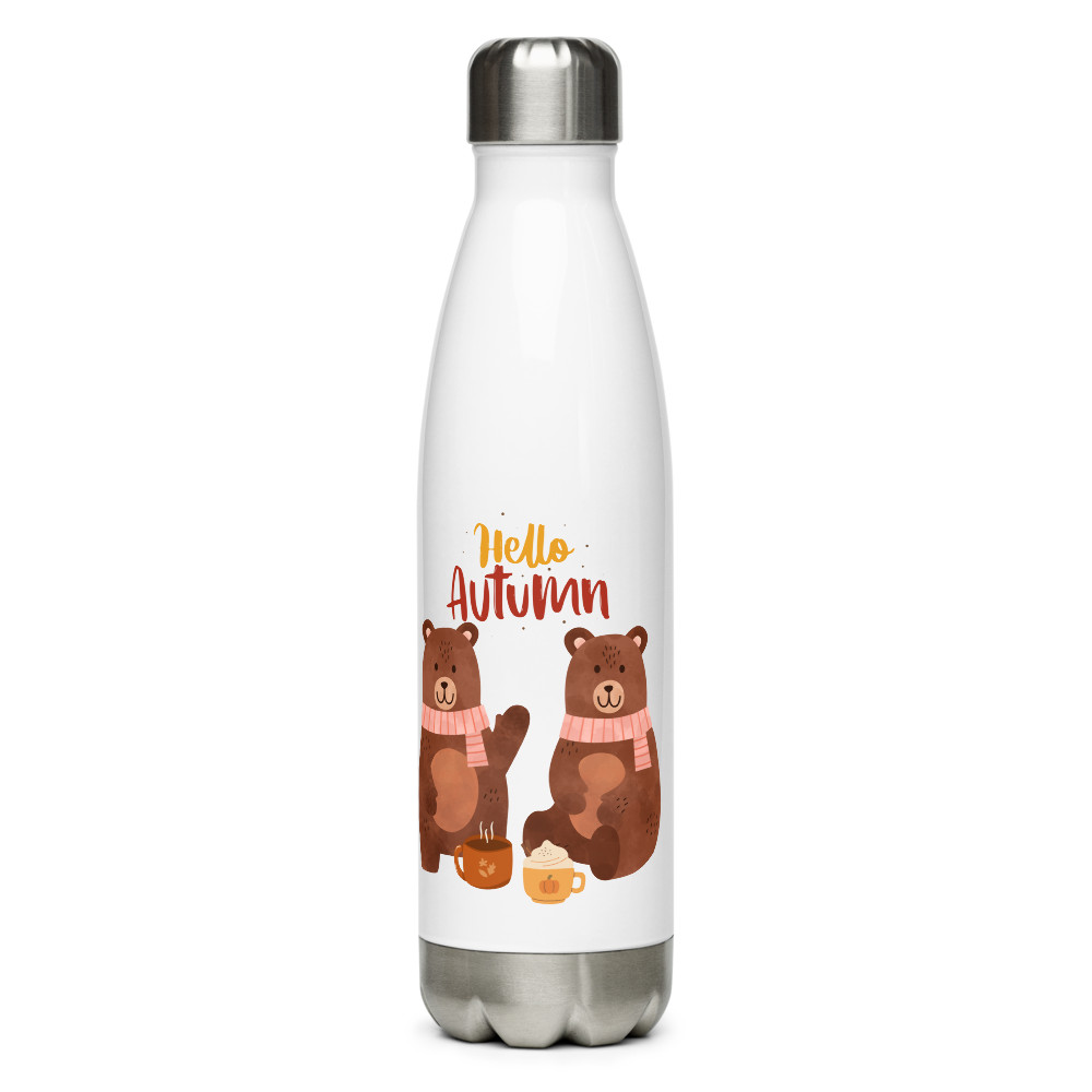 Botella de agua de acero inoxidable - Otoño lindos osos diseñados