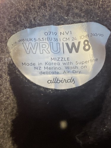 Allbirds Wool Runner Up Mizzles Women's Size 8 Shoes Sneakers Natural Black - Picture 9 of 10