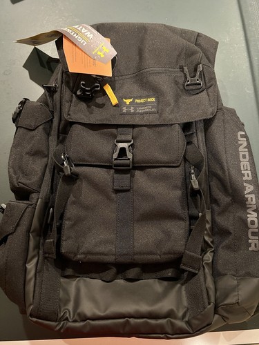 Original RARE Under Armour Project Rock Backpack Black / Gold (Yellow)
