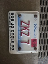 2004 Motorcycle License Plate Zkz 7