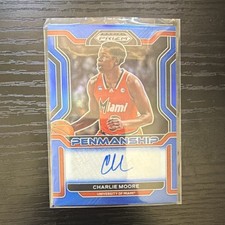 Panini 2022-23 Prizm Draft Picks College Penmanship Charlie Moore Blue /149 Mia…