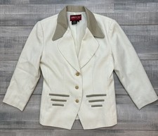 Vintage Sasson New York Blazer Women  s 4 Cream Y2K Contrast Collar Gold Buttons