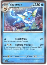 Vaporeon 022/131 Evoluzioni Prismatiche PRE HOLO NM Carta Pokemon TCG