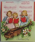 Three Adorable Angels Girls Singing Carols Violin Sheet Music VTG Christmas Card — photo 1