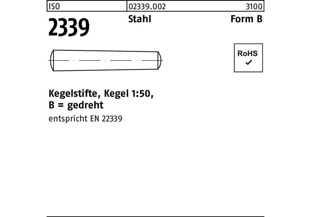 Рейхер Кегельштифт ISO 2339 gedreht B 6,5 x 45 Stahl Кегельштифт 1:50