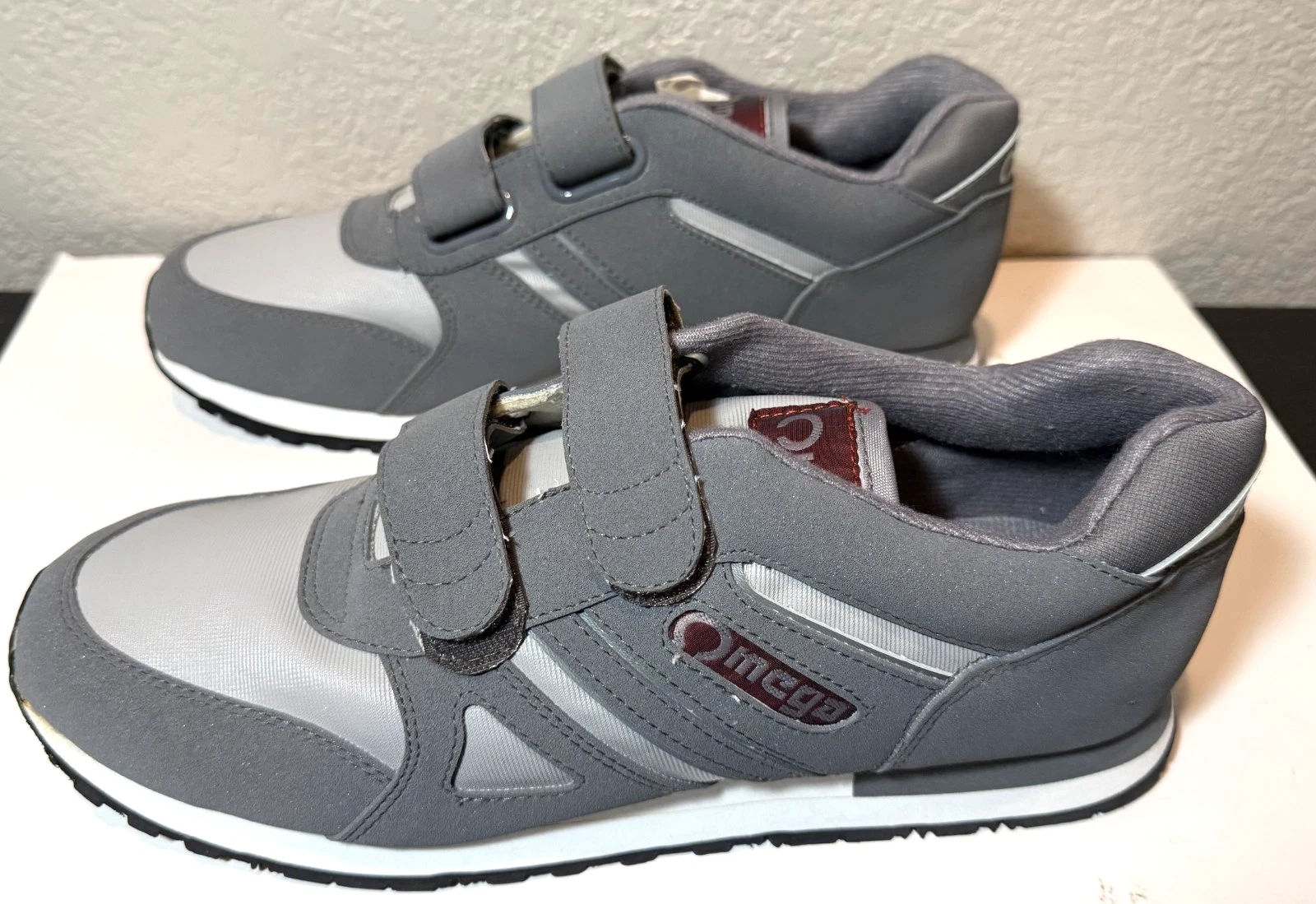 Omega NIP 438C Grey Size 11 Jogger Walking Shoes Gray Hook Loop Straps NEW