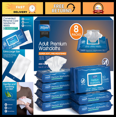 Extra Large Adult Wet Wipes, Incontinence Cleansing Cloths for Elderly, 8''x12'',