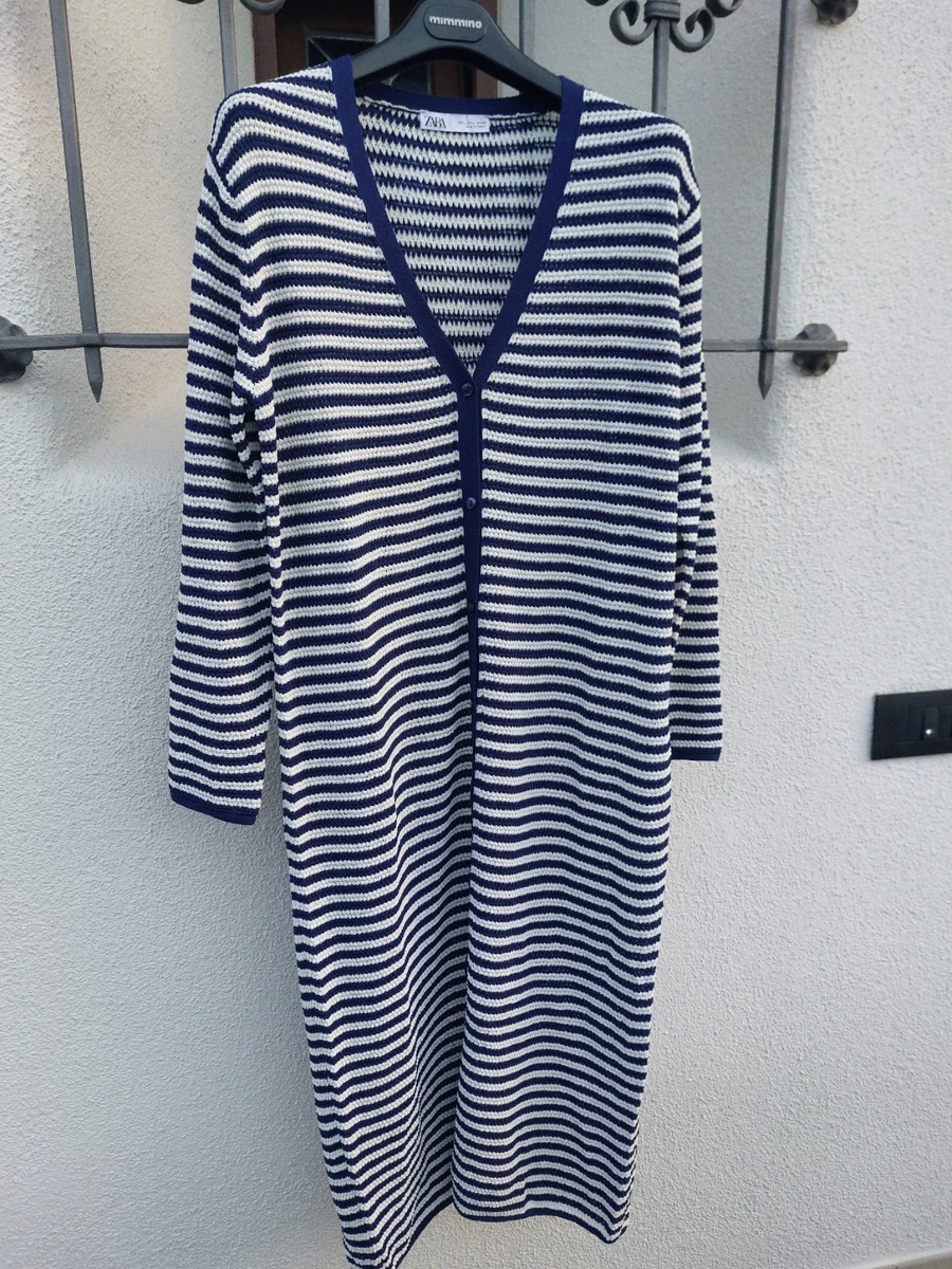Ebossy Cardigan Lungo Donna Aperto, Maglia A Righe Colori Contrastanti, Con Tasche, Stile Inglese, Vestibilità Rilassata, Per Autunno E Inverno