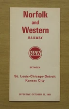N&W NORFOLK & WESTERN Public Timetable: 10/25/64  **Ex-WABASH SERVICES ONLY**