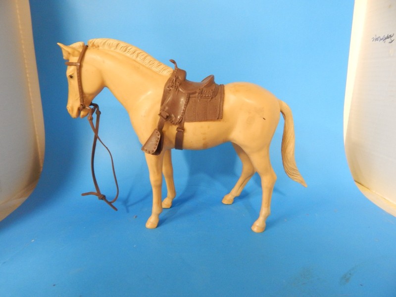 Vintage Louis Marx Jay West Toy Horse w/ Saddle & Bridle 9 1/2 Inches Tall