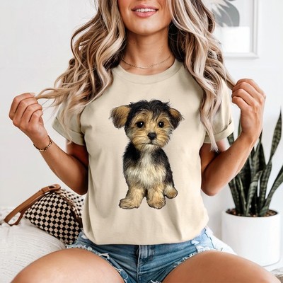 Hairy Doodle Hund Illustration Damen T-Shirt Yorkie Hundeliebhaber Geschenk für Sie