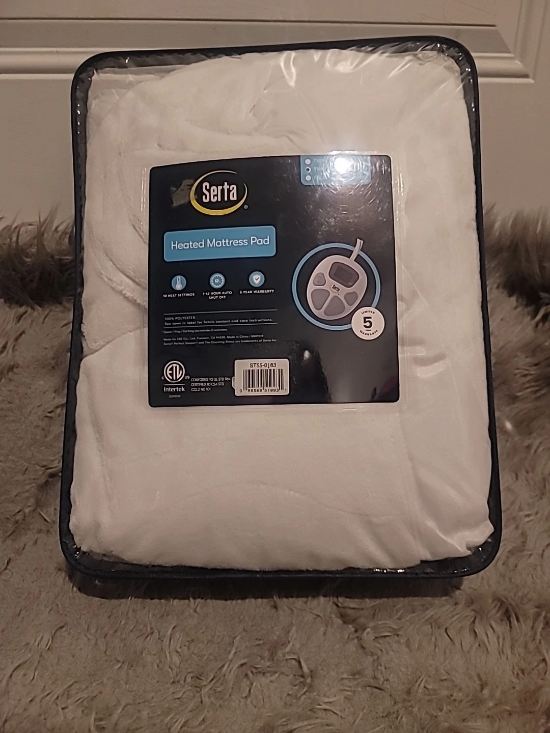 Serta Heated Mattress Pad Twin XL Size - Electric Mattress Pad 10 Heat Setting