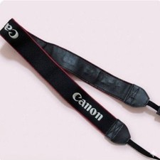 Canon EOS genuine camera strap black red embroidery used
