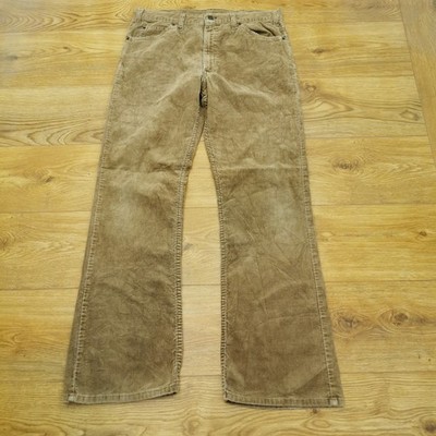 Levis 517 Corduroy Trousers Mens W34 L32 Beige Bootcut Vintage 70s 60s Talon Zip