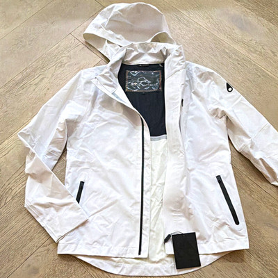 Moose Knuckles Unisex White Hooded Rain Jacket Size S Waterproof Breathable