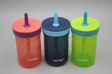 Lot of 3 Contigo Kids Spill Proof Straw Tumbler Blue BPA-Free Pink Blue Green
