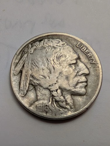 1916-D Buffalo Nickel FINE+ Early & Better Date Denver Mint 5c Coin