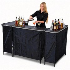 InstaHibit EZ GO 3 PCS Folding Bar Table Mobile Bar Bartending Events Station