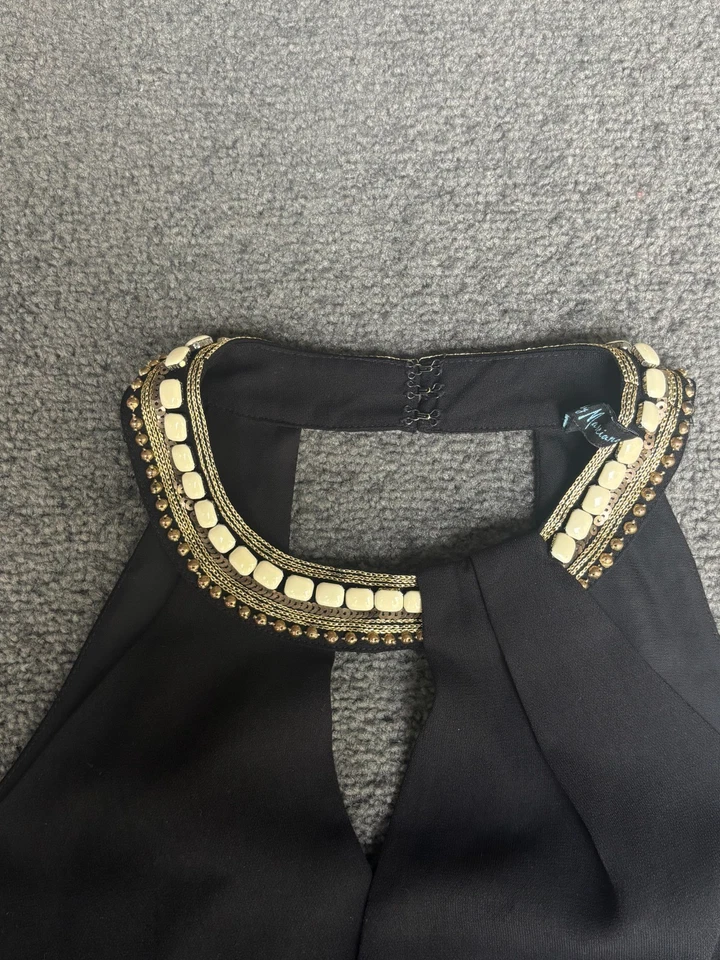 Guess by Marciano 女式连身裤 0 码黑色挂颈锁眼镂空经典 — 第 3/4 张图片