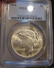 1924 Peace Silver Dollar - BU GEM, PCGS MS 64, Great luster 5201