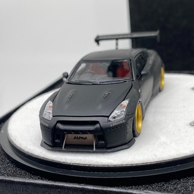 PGM 1 64 Black Gtr R35 Rocket Bunny Engine Diecast Car Model