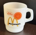 McDonald's Milk Glass Vintage Coffee Mug Good Morning Anchor Hocking Fire King