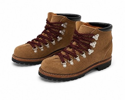 Vintage Herman USA Mountaineering Boots Vibram Lug Sole Men's 9.5 Brown Suede