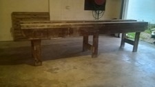 Vintage wooden work bench with vice