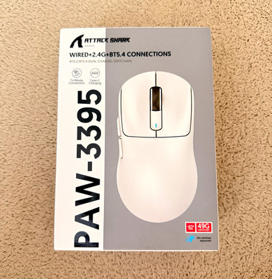 ATTACK SHARK X3 Gaming Mouse PAW-3395 26000 DPI BT/Wireless/Wired Black