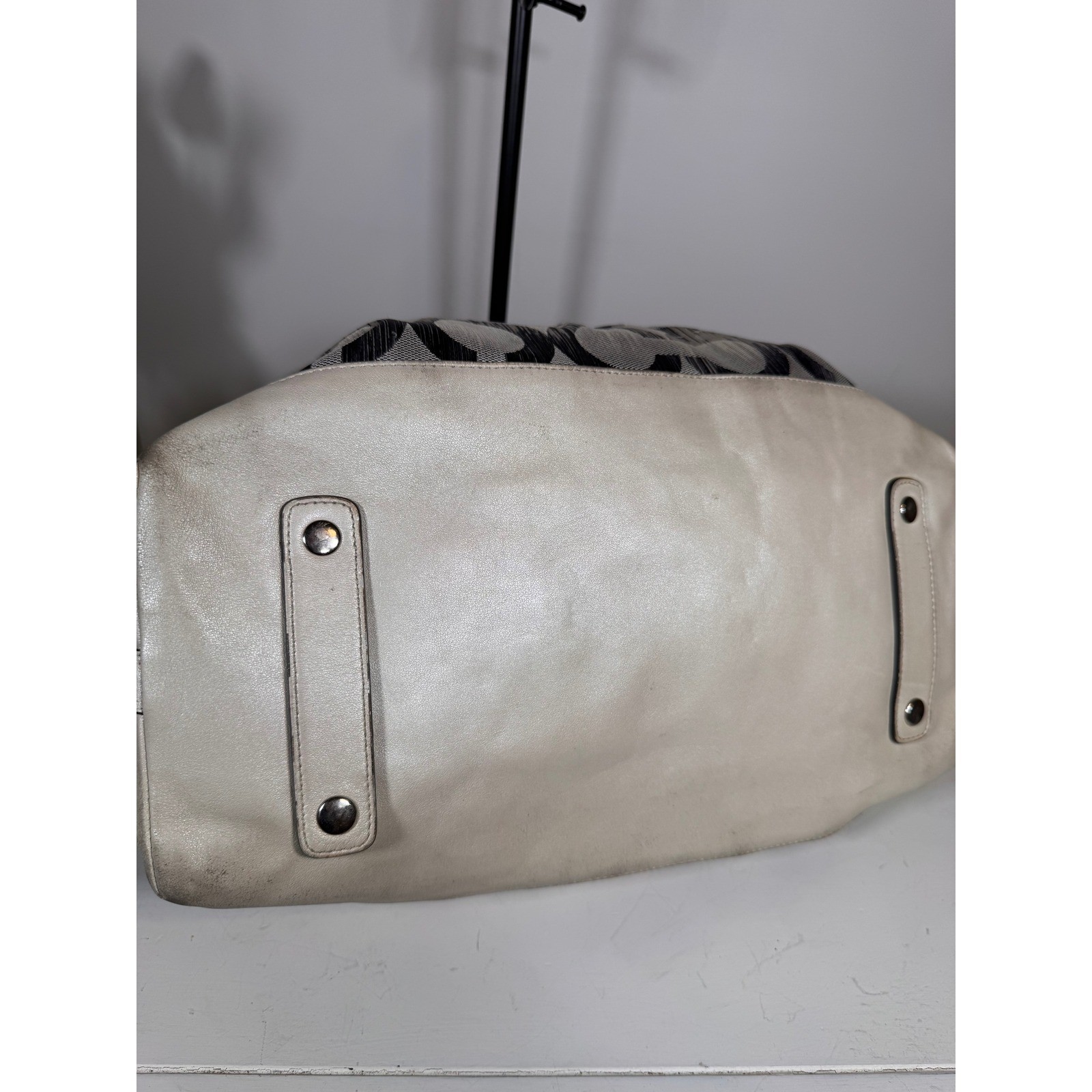 Coach Madison Op Art Ikat Sabrina Satchel Bag Pearl/Blue/Silver 13584 image 3
