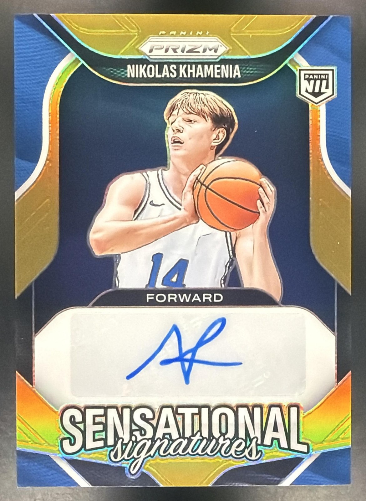 2025 Panini Prizm Nikolas Khamenia #SS-NIK Sensational Sigs Gold Prizm /10 Auto