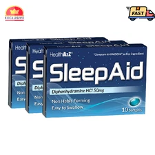 Sleep Aid | Diphenhydramine HCL 50mg | Softgels | 10 Counts (Pack of 3)