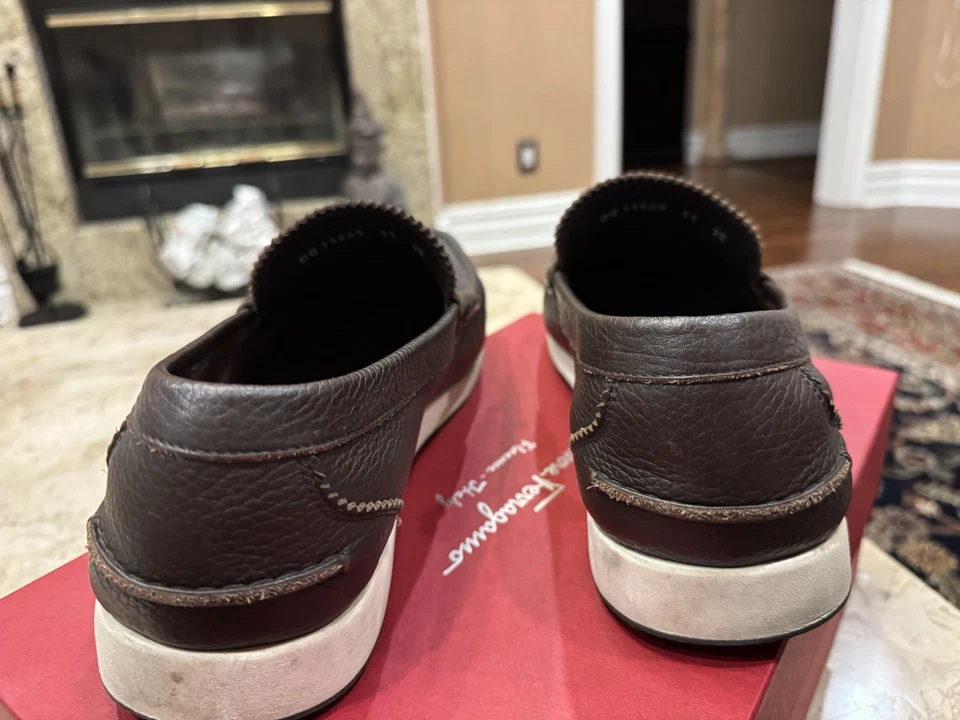 Mocasines de gamuza Salvatore Ferragamo Cosimo marrón medio pantorrilla para hombre talla 11EE Foto 3 de 4