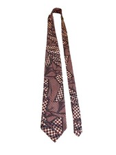 Hathaway Silk Tie Burgundy Geometric Vintage USA Made Classic Designer Tie Dad